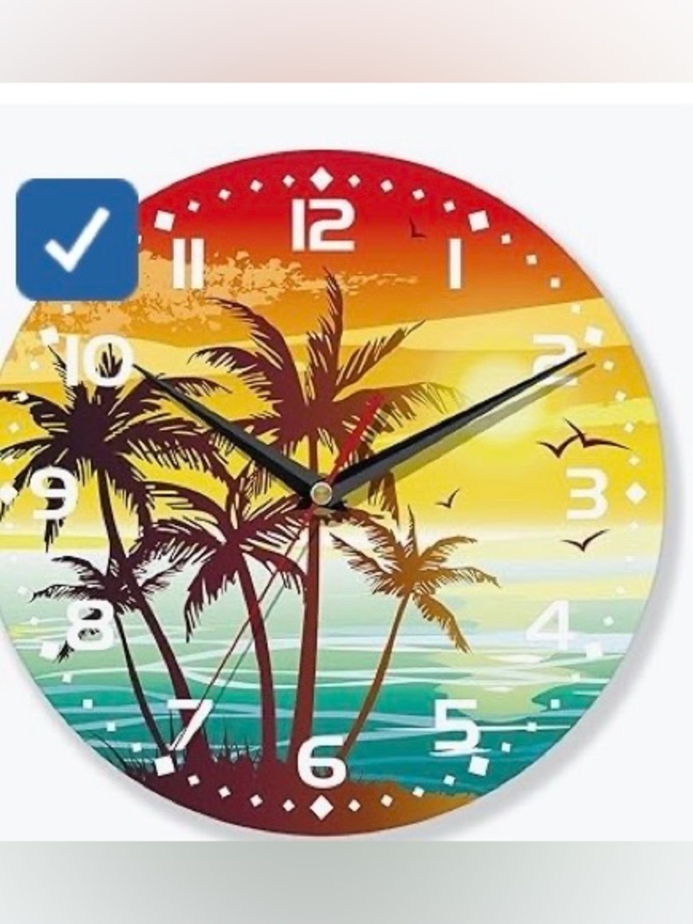 Tropical Palm Beach Wall Clock - Multi-Color